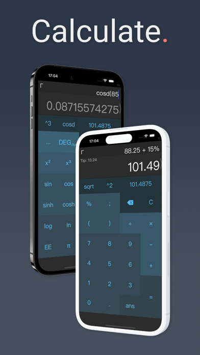 Calculator´ showing live results while typing an equation on iPhone