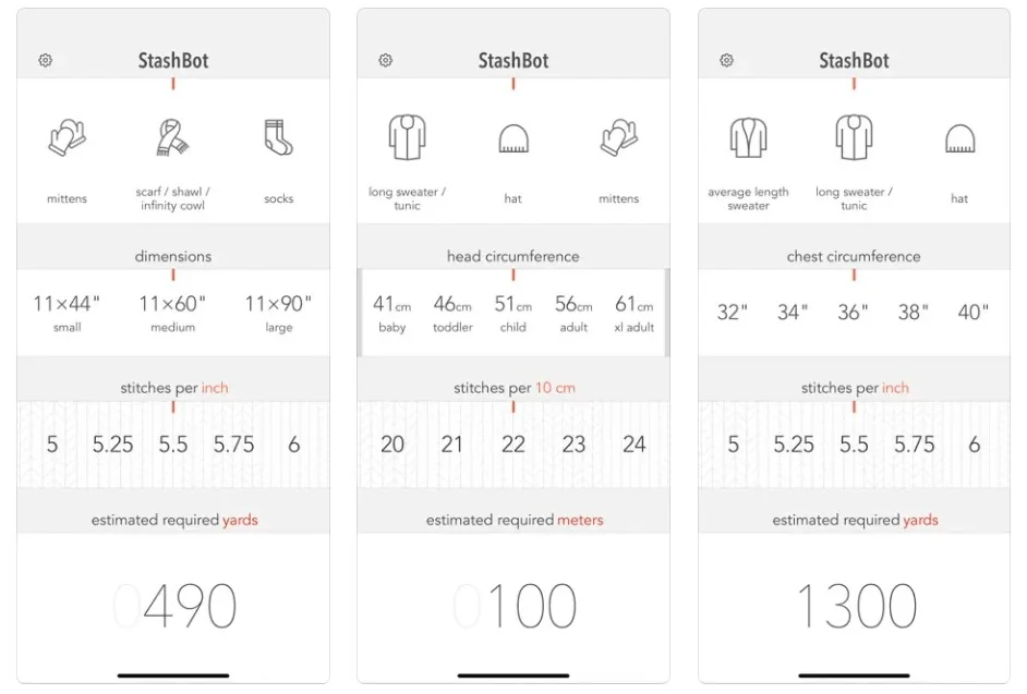 Stashbot - Yarn Calculator. Available on iOS & Android